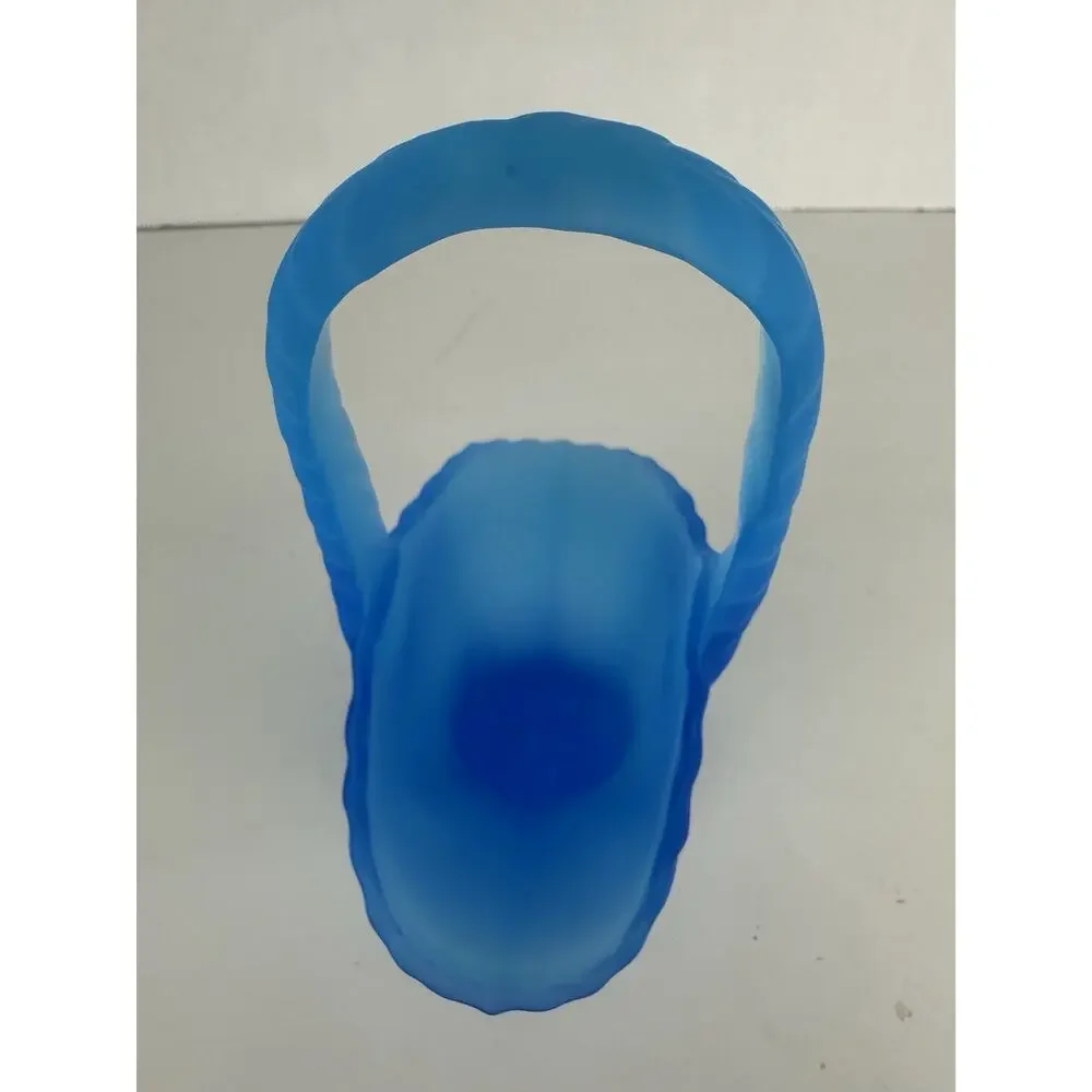 VTG Blue Satin Glass Basket Westmoreland basket Decor